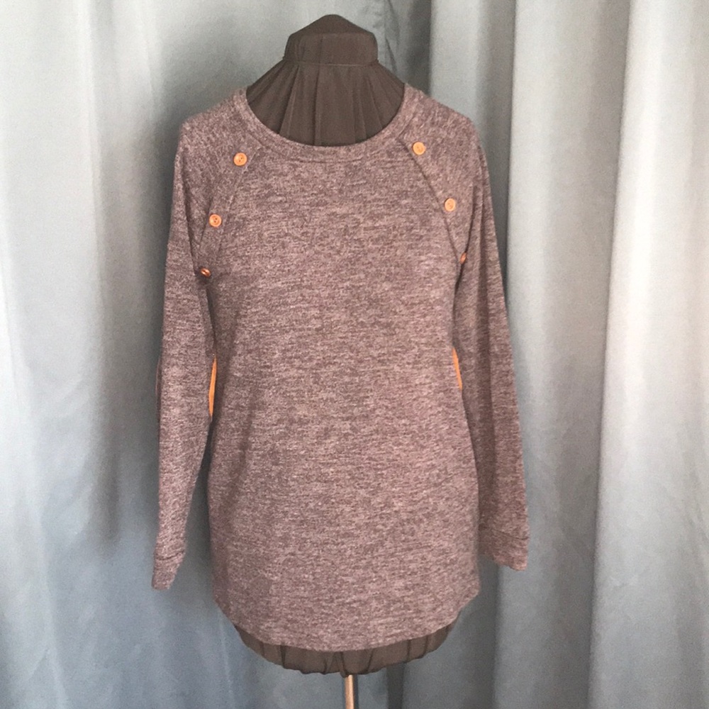 Knit sweater with button details and elbow patches